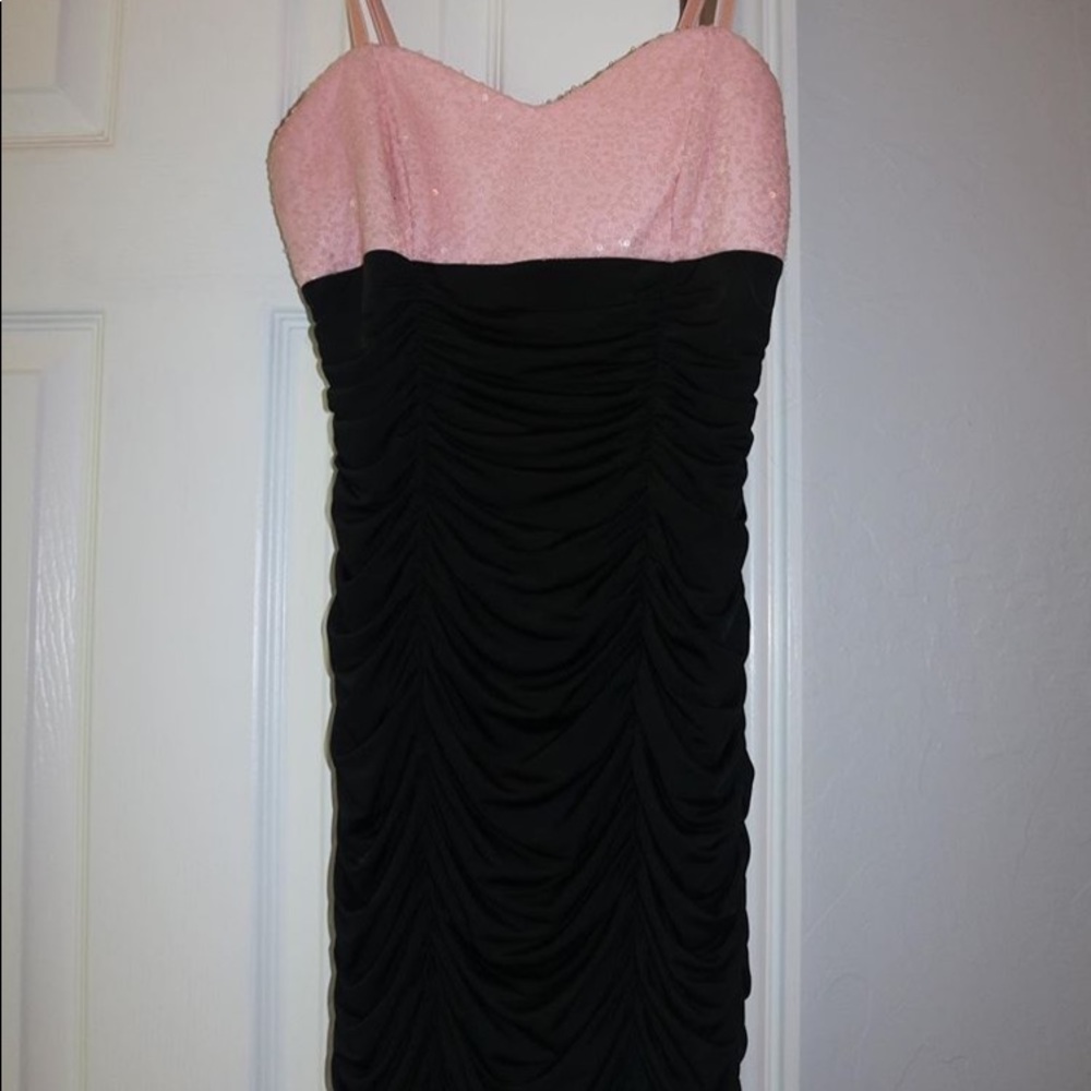 Skin tight pink and black dress